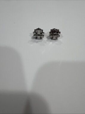 Tory Burch Silver Logo Stud Earrings